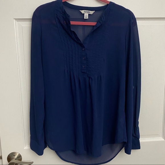 Old Navy Tops - Old Navy sheer navy blue blouse